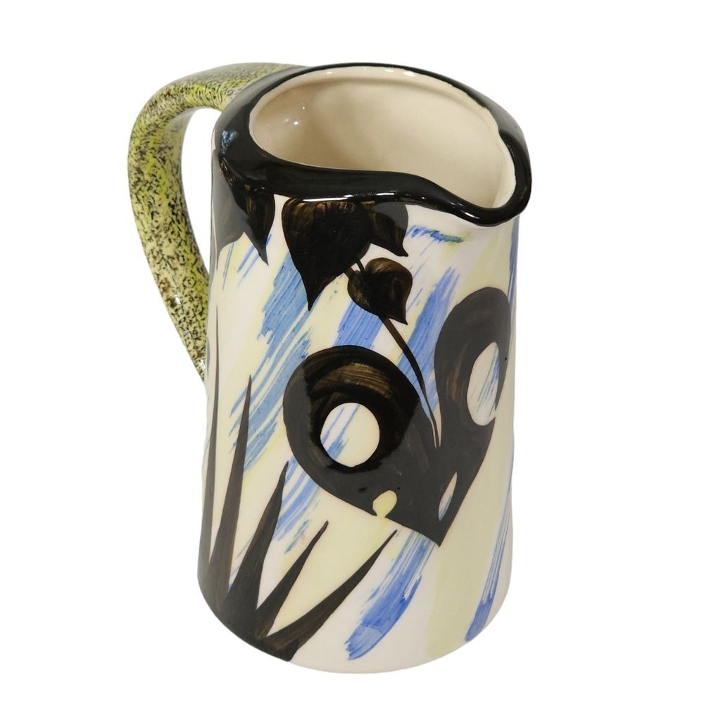 Vintage‎ Evandale Hand-painted Multicolored Porcelain Pitcher Signed Noble 7.5in
